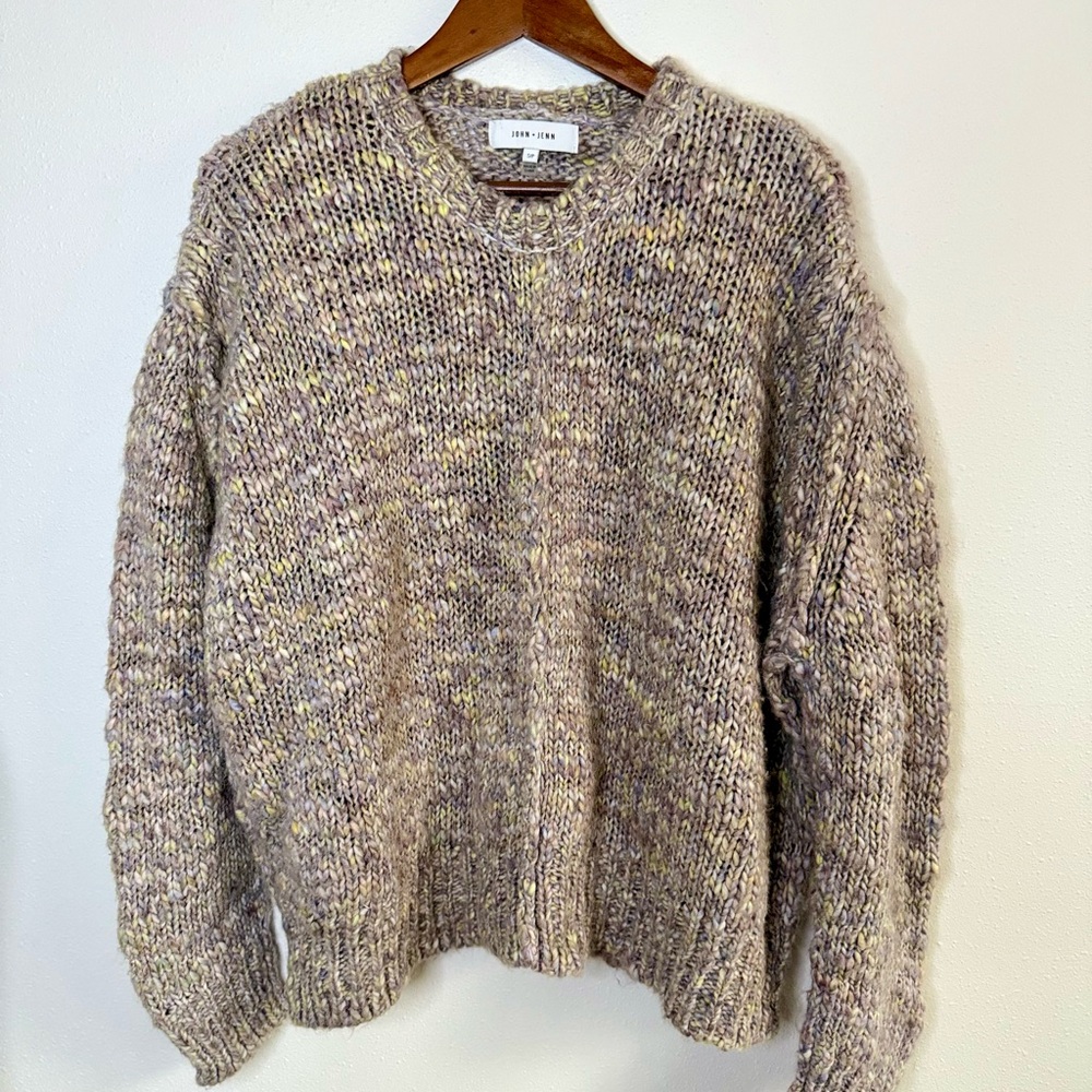 John + Jenn Alpaca Blend Chunky Knit Sweater Small Marled Cozy Pullover
